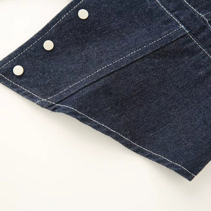 Denim Rivet V neck Waistcoat