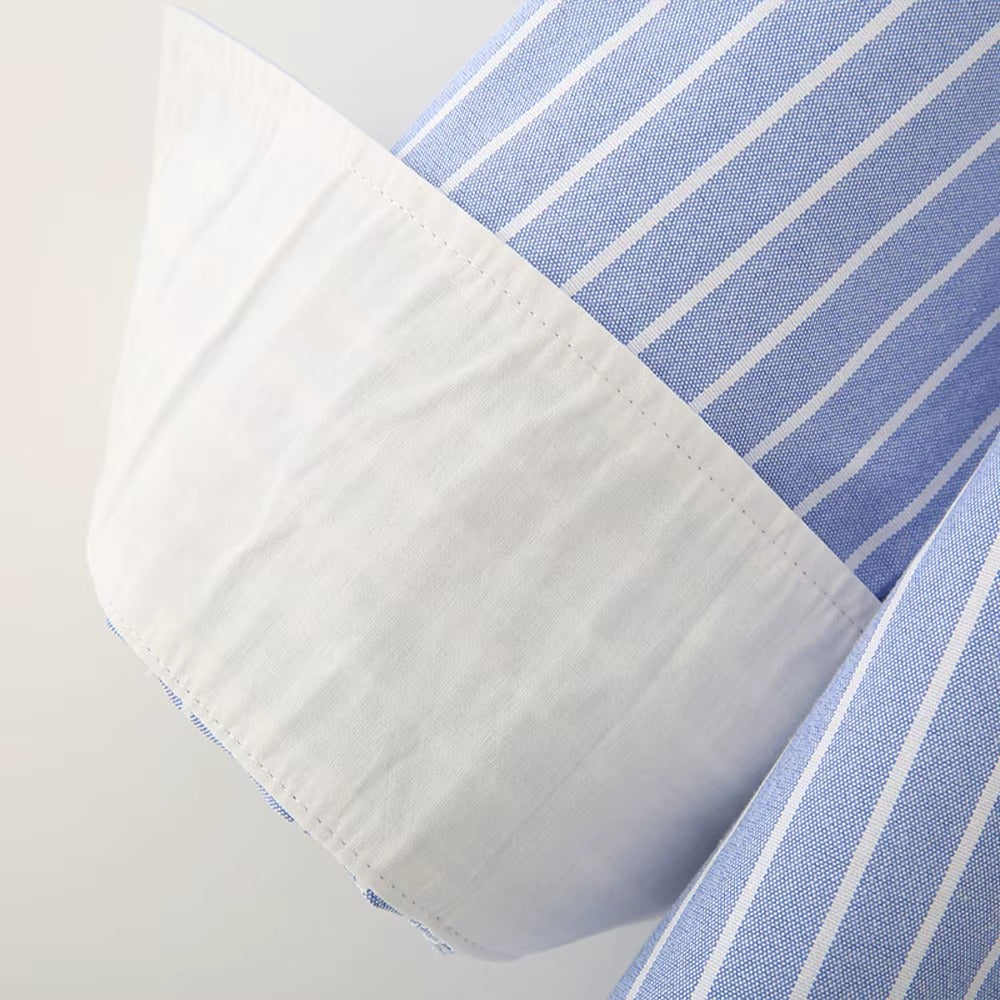 Simonne Blue Striped  Cuffed Shirt
