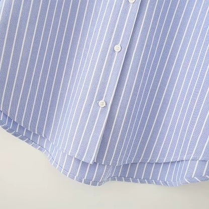 Simonne Blue Striped  Cuffed Shirt