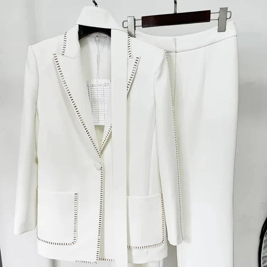 Corolla Deep V Neck Blazer Set