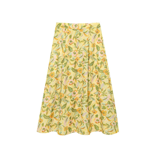 Ilicia Vintage High Waist Linen Midi Skirt