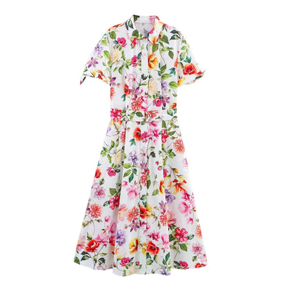 Flora Vintage Printed Midi Dress