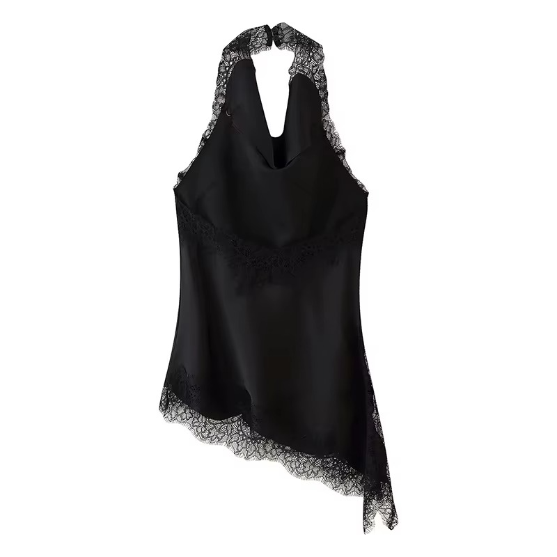 Lace Edge Black halter top