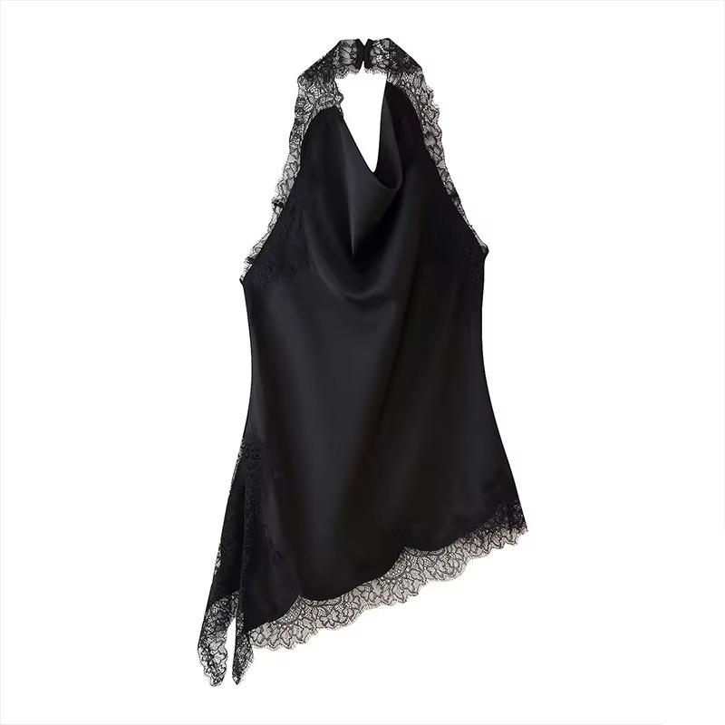 Lace Edge Black halter top