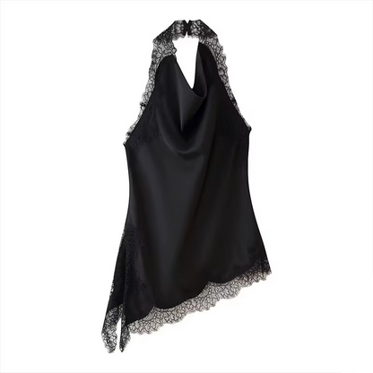 Lace Edge Black halter top