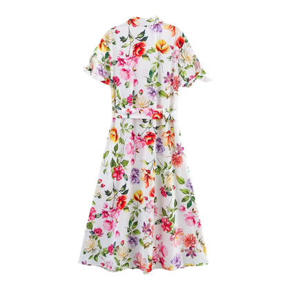 Flora Vintage Printed Midi Dress