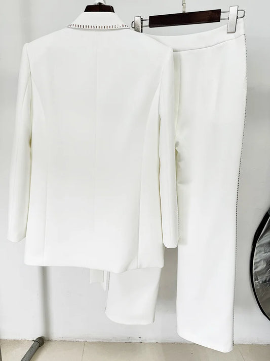 Corolla Deep V Neck Blazer Set