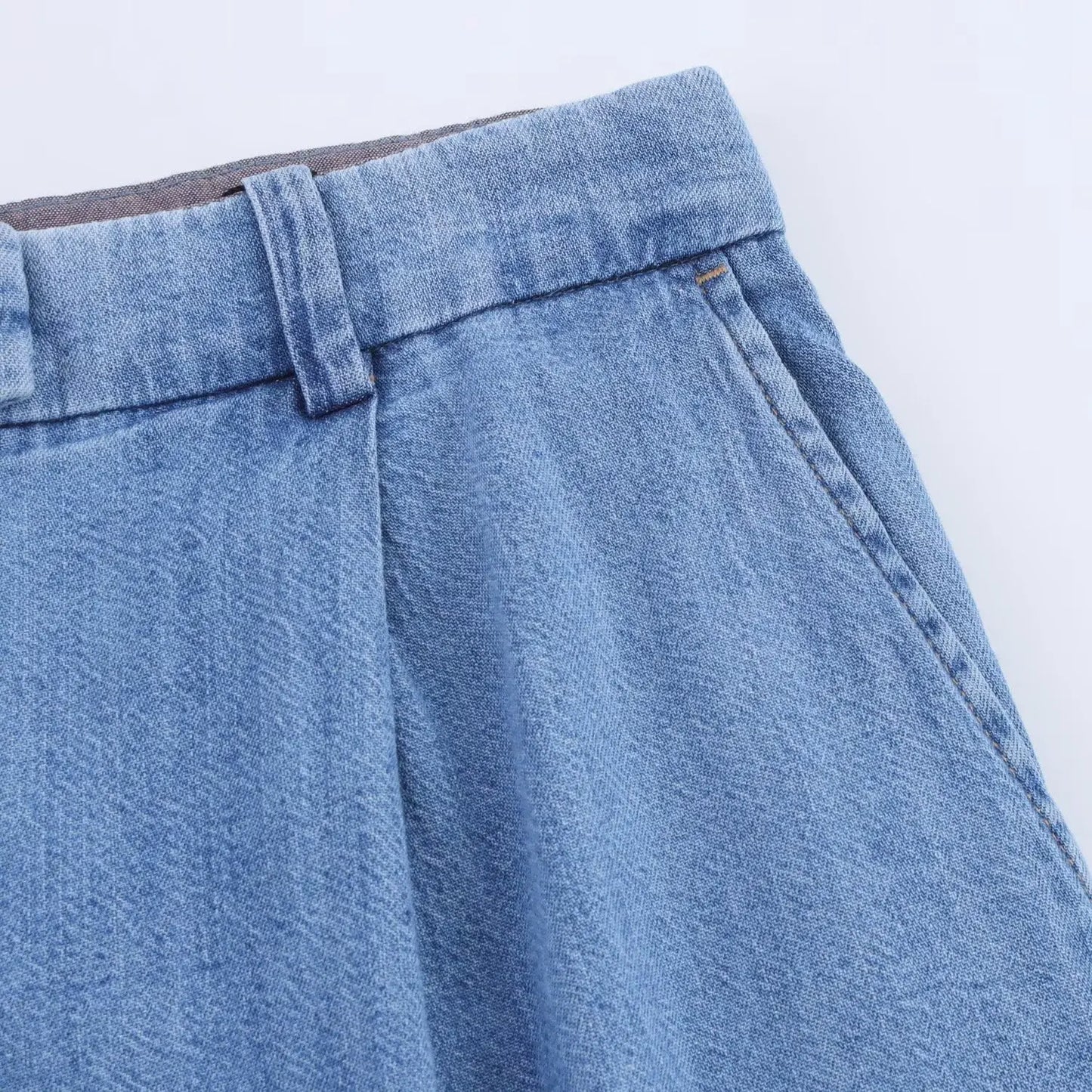 American Style Simple Casual Wide Leg High Waist Jeans