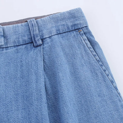 American Style Simple Casual Wide Leg High Waist Jeans