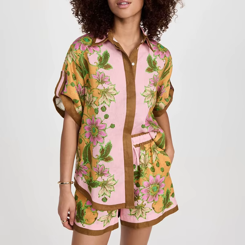 Peachy Flora co-ord shorts set