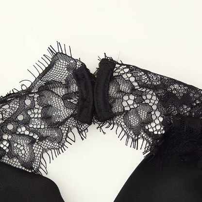 Lace Edge Black halter top