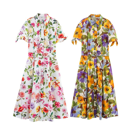 Flora Vintage Printed Midi Dress