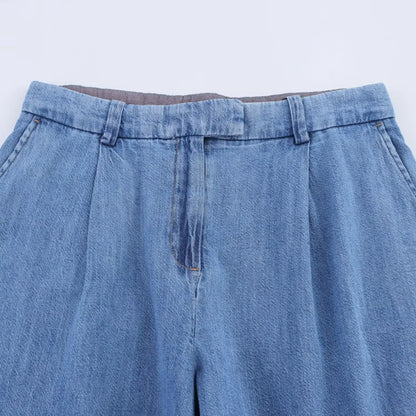 American Style Simple Casual Wide Leg High Waist Jeans