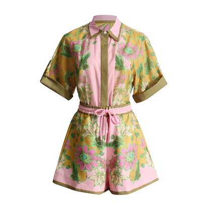 Peachy Flora co-ord shorts set