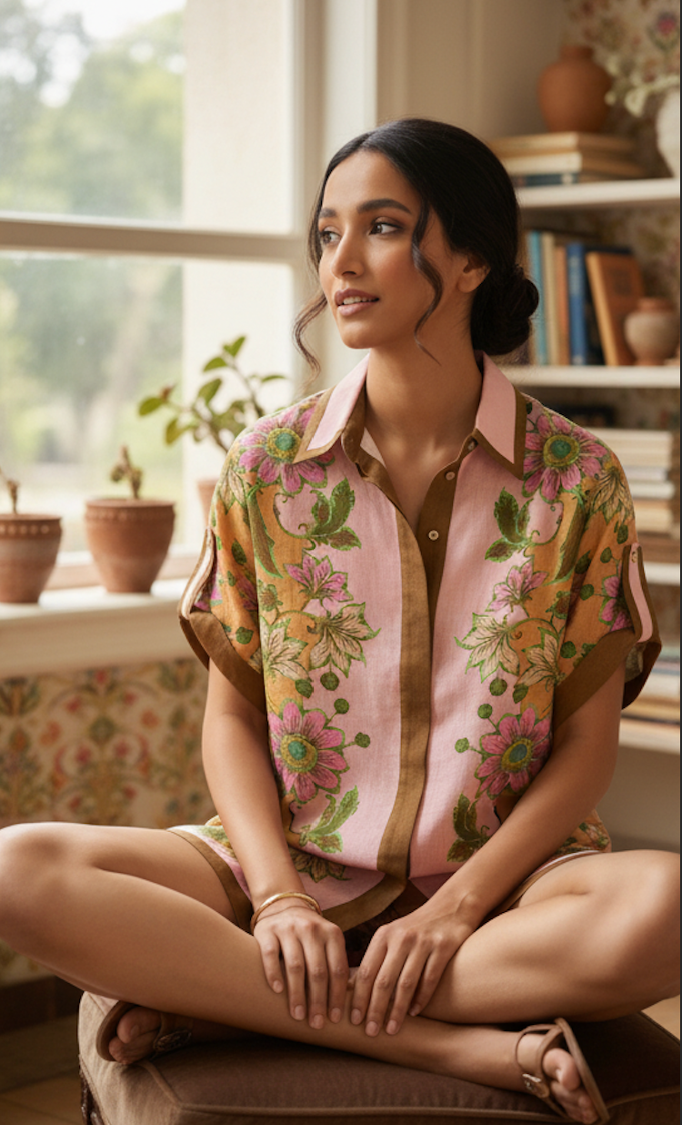 Peachy Flora co-ord shorts set