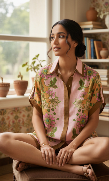 Peachy Flora co-ord shorts set