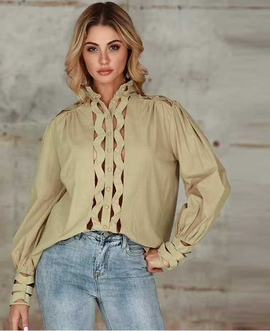 Brie Beige cutout shirt