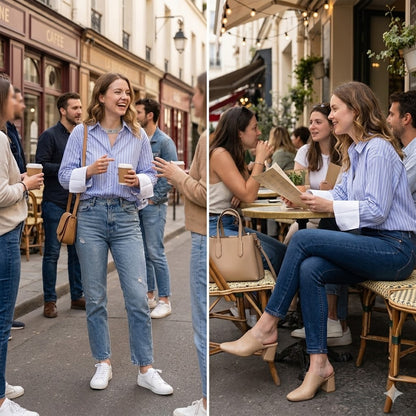 Simonne Blue Striped  Cuffed Shirt