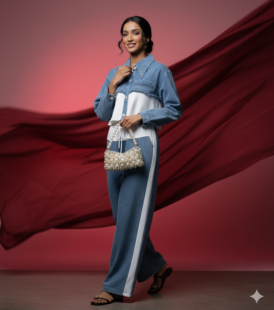 Denim Pants Set casual suit