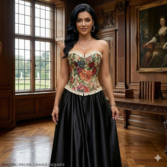 Jacquard vintage Red corset